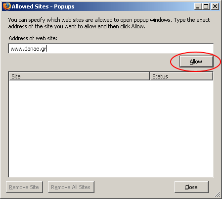 Firefox allow